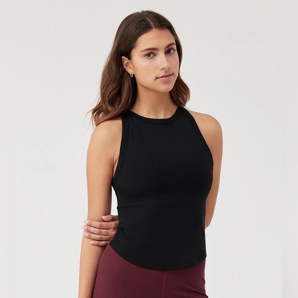 Outdoor Voices Superform Black Ribbed Tank Top Sz Small